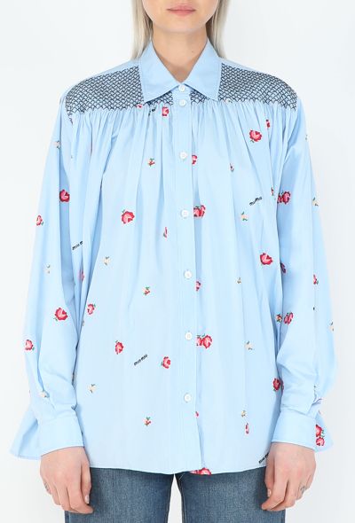 Miu Miu 2019 Embroidered Shirred Blouse - 1