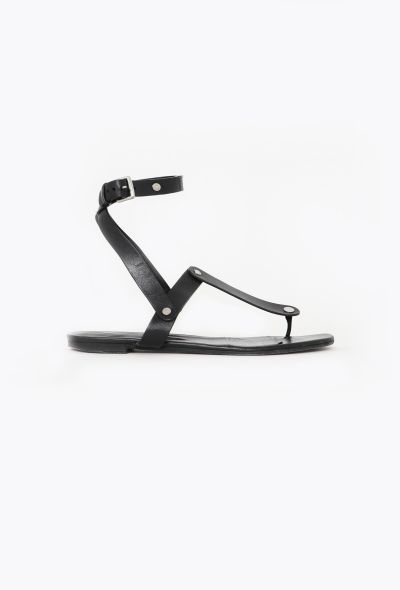 Hermès Leather Ankle Wrap Sandals - 1