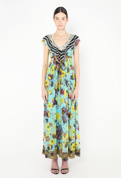 Jean Paul Gaultier Floral Lace Trim Maxi Dress - 2 Jean Paul Gaultier Floral Lace Trim Maxi Dress - 2