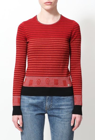                                         Metallic Striped 'CC' Knit Pullover-2