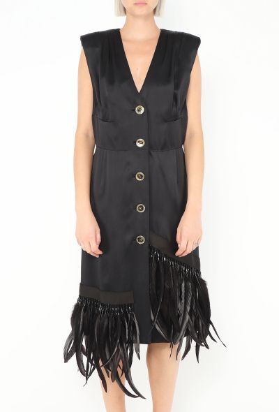 Prada 2019 Charmeuse Feather Trim Dress - 2