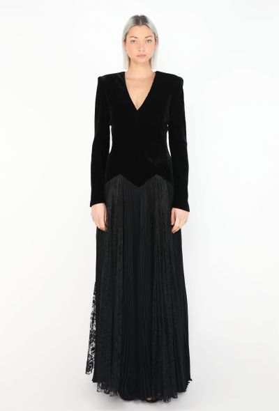 Basque Velvet & Pleated Lace Gown - 2