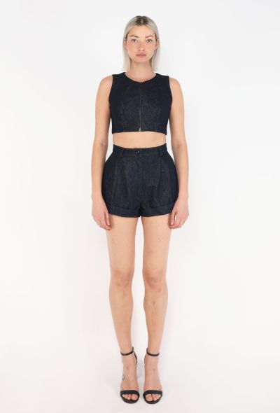 Alaïa Iridescent Denim Shorts Ensemble - 2