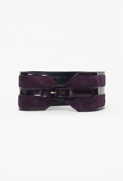 Saint Laurent Vintage Suede & Patent Belt - 1