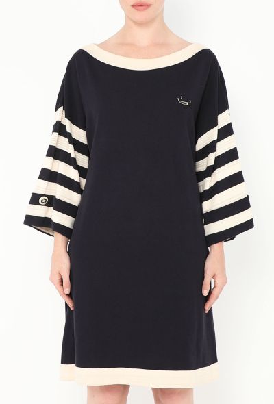 Chanel Marinière Brooch Dress in Navy Knit – Resort 2014 - 2 Chanel Marinière Brooch Dress in Navy Knit – Resort 2014 - 2