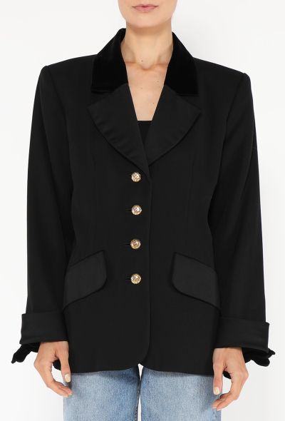 Saint Laurent '90s Velvet Trim Smoking Blazer - 1