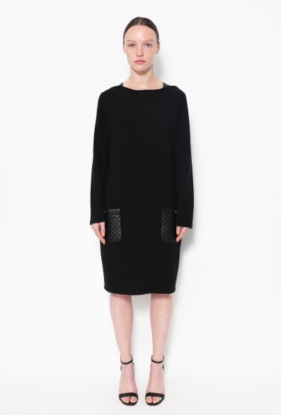                             Quilted Leather Cashmere Dress - 1