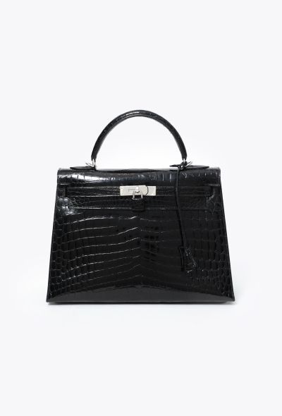 Hermès Black Niloticus Kelly Sellier 32 - 1 Hermès Black Niloticus Kelly Sellier 32 - 1