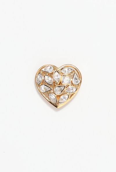                             Vintage Embellished Faceted Heart Pin - 1