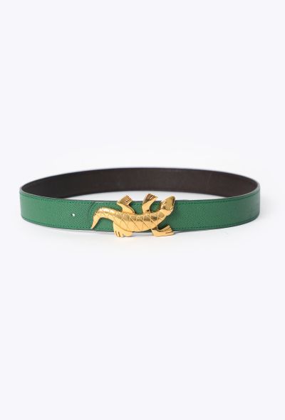 Hermès 1993 Vert Bengale Courchevel Belt - 1