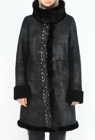 Prada Embellished Shearling-Lined Coat - 1
