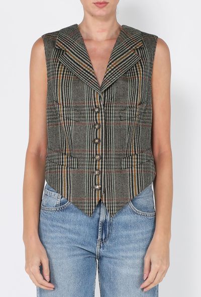 Chanel Plaid Wool & Quilted Suede Vest, 1994 - 1