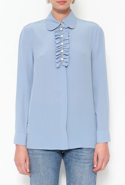 Gucci Silk Pearl Smock Blouse - 1