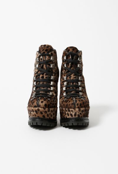                                         Leopard Print Lace-Up Booties-2