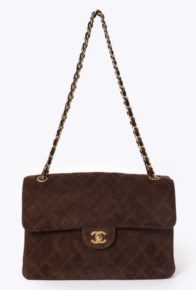 Chanel Rare '90s Suede Jumbo Classic Double Sided Flap Bag - 1