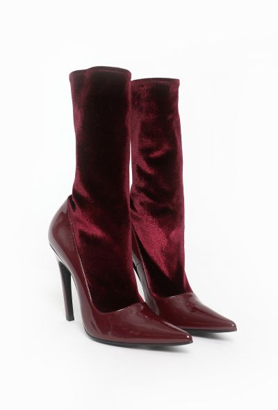 Balenciaga 2023 Velvet Knife Patent Boots - 2 Balenciaga 2023 Velvet Knife Patent Boots - 2