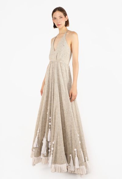 Thierry Mugler Linen Macramé Tassel Dress, 1980s - 1