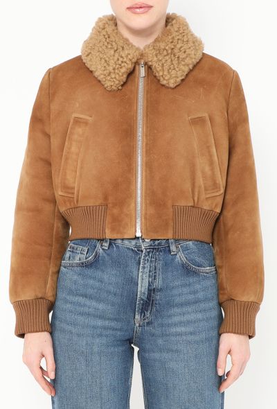 Miu Miu F/W 2022 Suede Bomber Jacket - 1 Miu Miu F/W 2022 Suede Bomber Jacket - 1