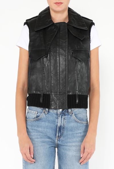 Balenciaga F/W 2002 Leather Bomber Vest - 1 Balenciaga F/W 2002 Leather Bomber Vest - 1