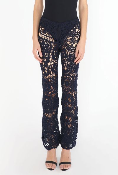 Prada Navy Crochet Flared Pants - 2