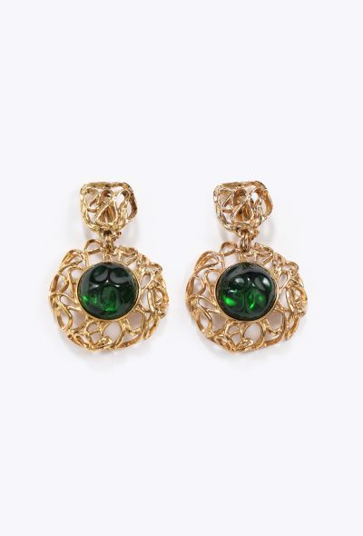 Saint Laurent '80s Goossens's Cabochon Drop Earrings - 1