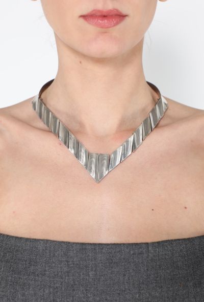 World Treasures Vintage Silver Modernist Choker Necklace - 2