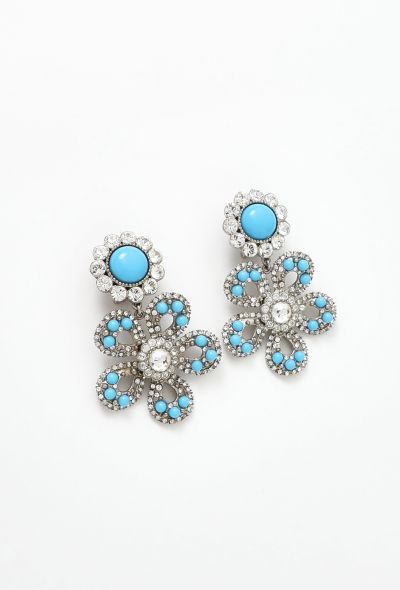 Miu Miu Embellished Floral Clip Earrings - 1
