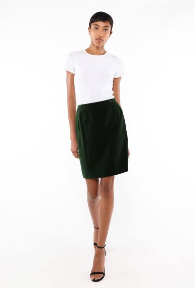 Chanel Vintage Velvet 'CC' Button Skirt - 1