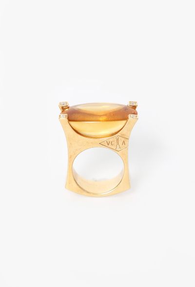 Van Cleef & Arpels Vintage 18k Yellow Gold, Citrine & Diamond Ring - 1
