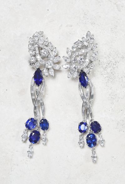 Mellerio 15.39 Carats Diamond & 9.88 Carats Sapphire Earrings - 1