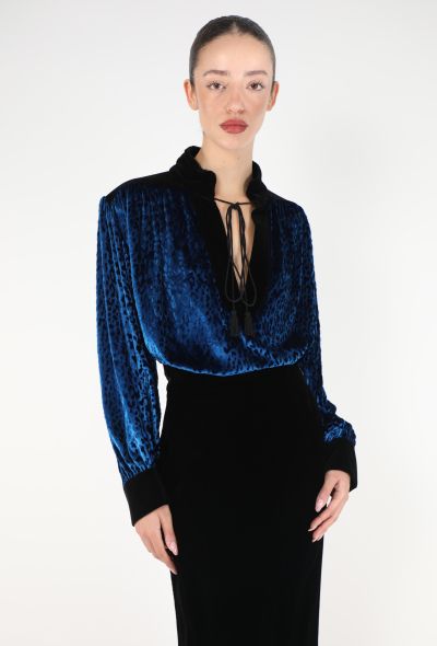 Saint Laurent RARE F/W 1986 Devoré Lavallière Blouse - 1