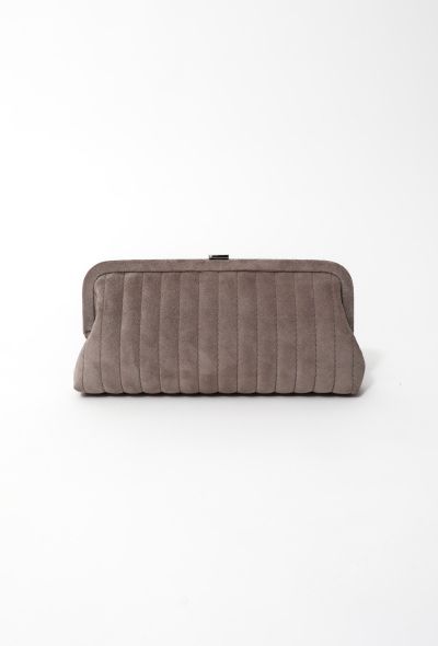                             Taupe Suede Clutch - 1