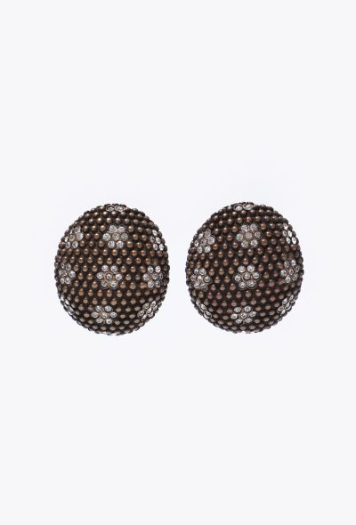 Saint Laurent Vintage Floral Strass Clip Earrings - 1