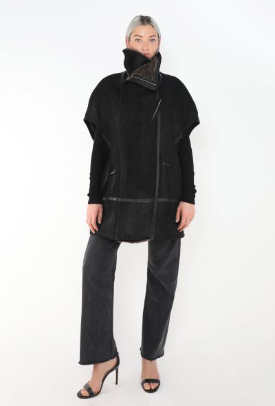 Rick Owens Oversized Shearling-Lined Biker Vest - 1