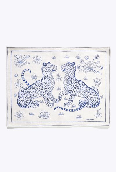 Hermès '80s 'Les Leopards' 6-piece Linen Placemat Set - 1