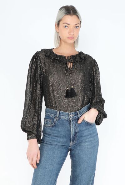 Saint Laurent RARE 1976 Russian Lamé Tassel Blouse - 2