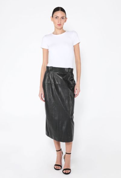 Chanel '80s Lambskin Leather Four Leaf Clover Skirt - 2