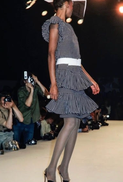 Chloé RARE S/S 1980 Checkered Ruffled Dress - 2