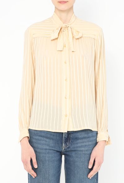 Céline Vintage Striped Silk Lavallière Blouse - 1 Céline Vintage Striped Silk Lavallière Blouse - 1