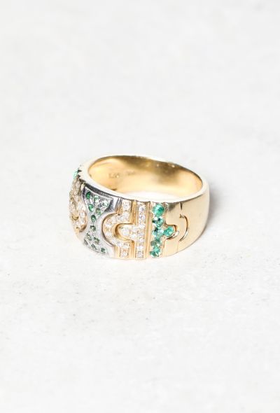 Vintage & Antique 18k Gold, Diamond, Emerald & Garnet Ring - 2