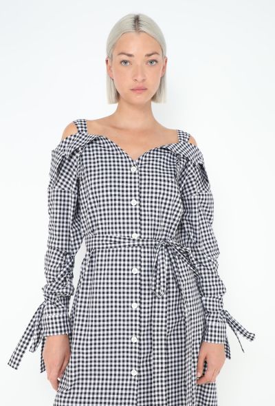 Prada 2018 Off-Shoulder Gingham Dress - 2