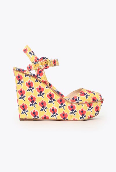 Prada Floral Canvas Wedges - 1