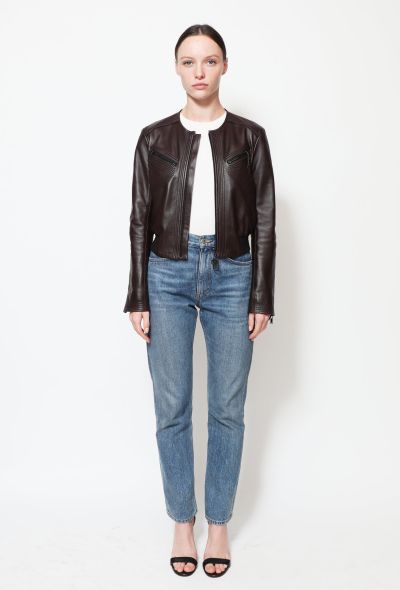                                         Cropped Leather Bomber -2