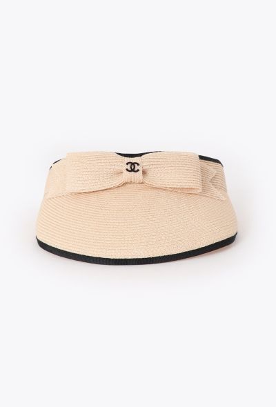 Chanel 2021 Raffia 'CC' Bow Visor - 1 Chanel 2021 Raffia 'CC' Bow Visor - 1