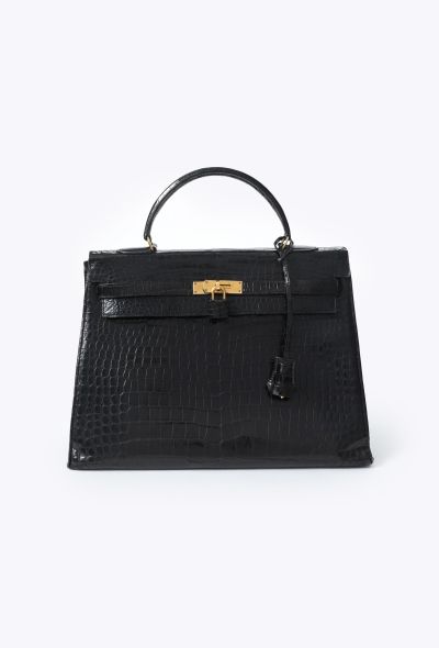 Hermès Rare 1970  Black Porosus Kelly Sellier 35 - 2