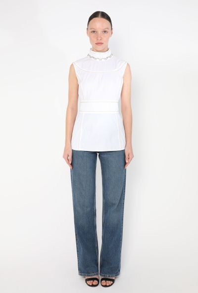 Prada Embellished Trim Cotton Top - 2 Prada Embellished Trim Cotton Top - 2