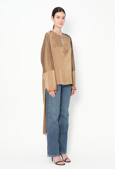 Loewe S/S 2019 Oversized Asymmetrical Silk Tunic Brown - 1