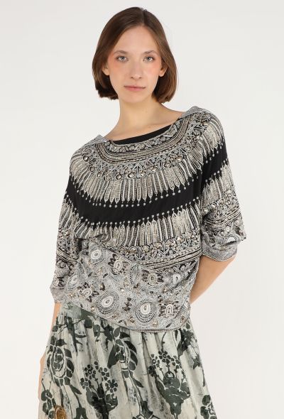 Dries Van Noten Embellished Silk Appliqué Top - 1
