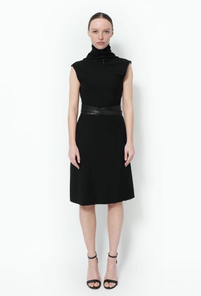 Alaïa Belted Turtleneck Knit Dress - 1