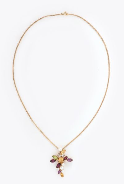 Christian Lacroix RARE 18K Yellow Gold Multi-Gem Cross Pendant - 1 Christian Lacroix RARE 18K Yellow Gold Multi-Gem Cross Pendant - 1